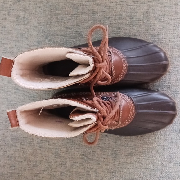 Espirit youth duck boots lace up ankle rubber faux fur brown tan size 1 M - Picture 6 of 10